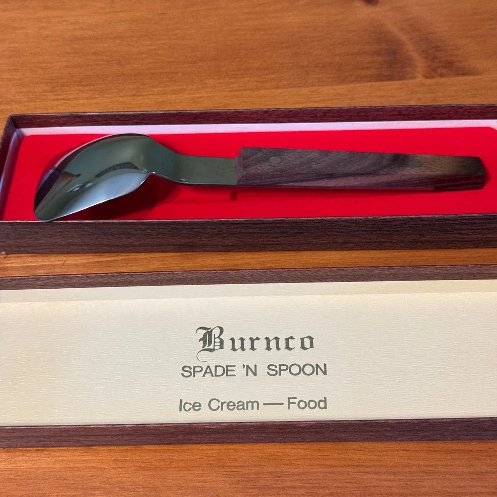 Vintage Burnco Spade N Spoon Ice Cream Server Stainless Wood Handle Idaho Promo
